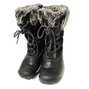 KEEN Hoodoo III Boots 6 Black Leather Waterproof Winter Fur Lace Up Insulated